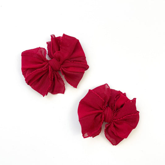 Deep Red Ruffle Clip
