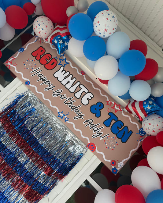 Red White & Ten Party Banner