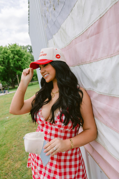 Kiss me I'm American - Red Vintage Trucker Hat