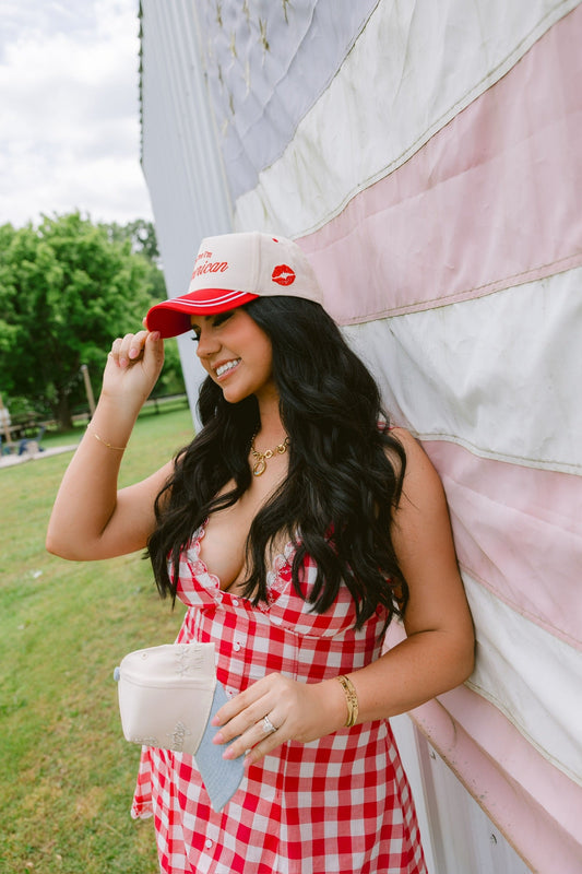 Kiss me I'm American - Red Vintage Trucker Hat