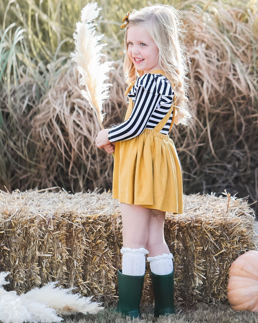 Mustard Faux Suede Pinafore