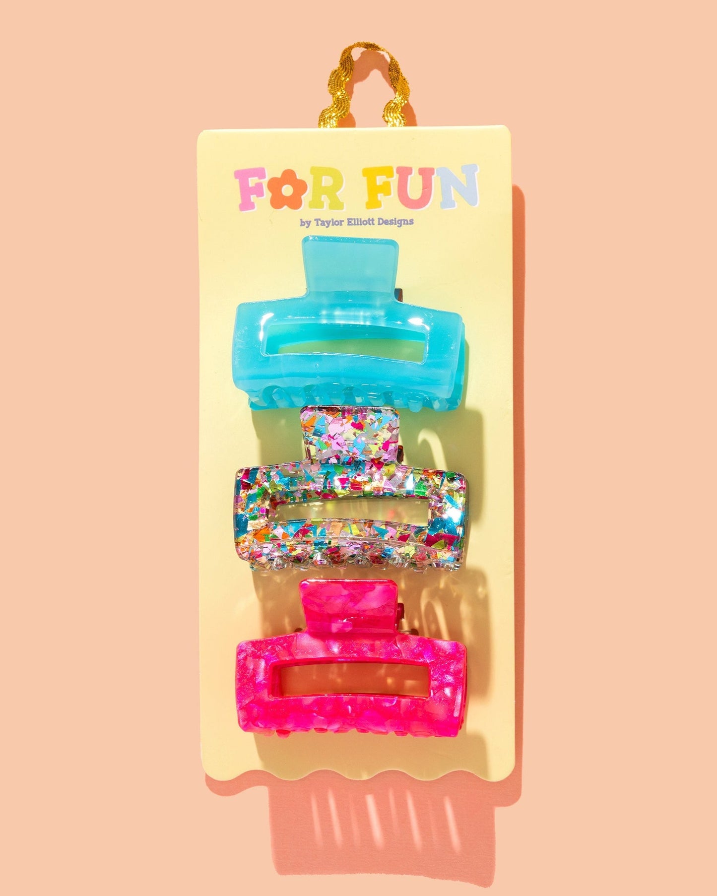For Fun - Colorful Confetti Claw Clip Trio