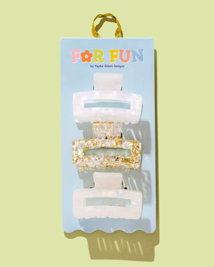 For Fun - Pearl Confetti Claw Clip Trio