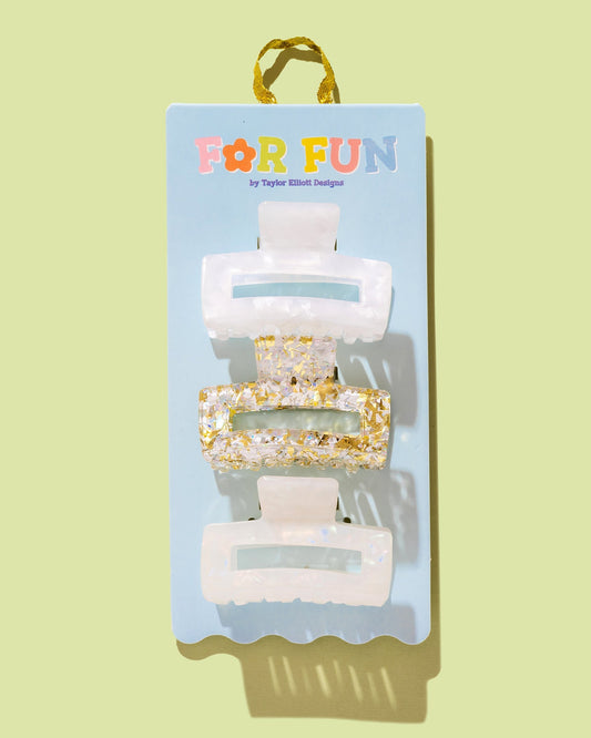 For Fun - Pearl Confetti Claw Clip Trio