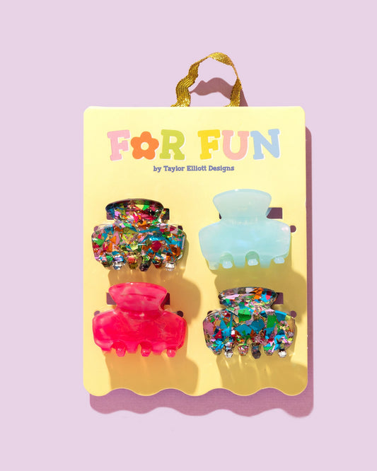For Fun - Colorful Confetti Mini Claw Clips