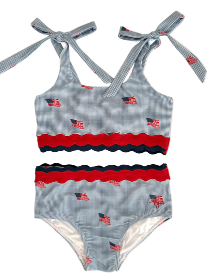*PREORDER* Scalloped High Waisted Bikini - Heritage Flag