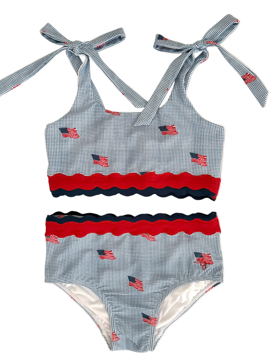 *PREORDER* Scalloped High Waisted Bikini - Heritage Flag