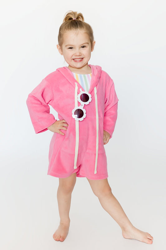 Terry Cloth Hot Pink Romper