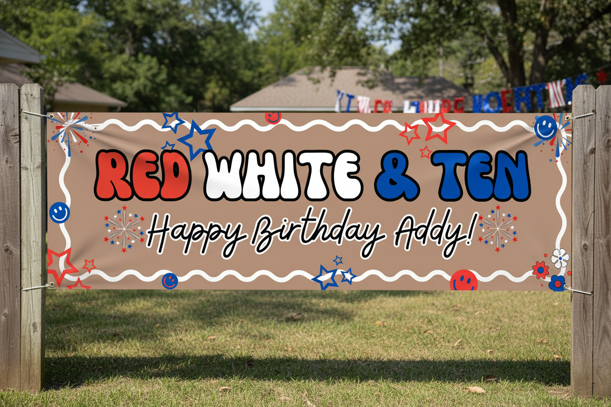 Red White & Ten Party Banner