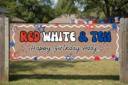 Red White & Ten Party Banner