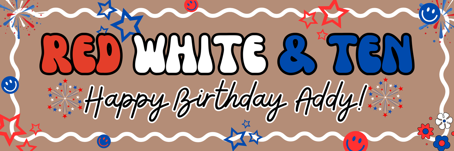Red White & Ten Party Banner