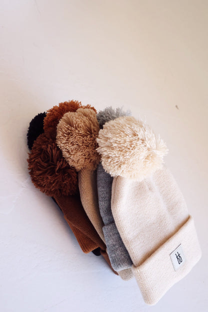 ff Knit Pom Top Beanie | Taupe