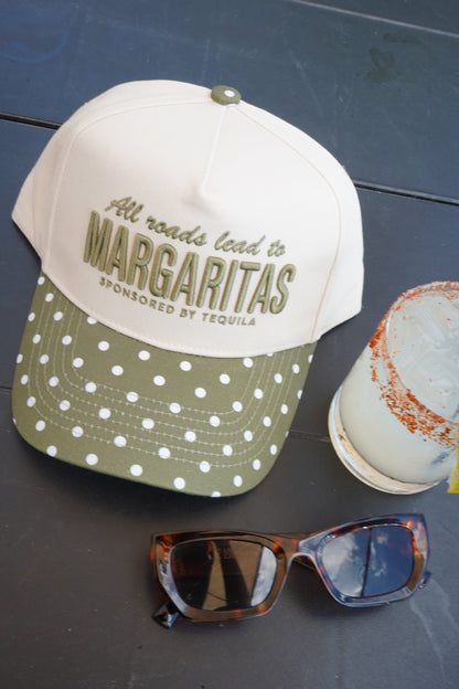 All Roads Lead to Margaritas - Green Polka Dot Trucker Hat