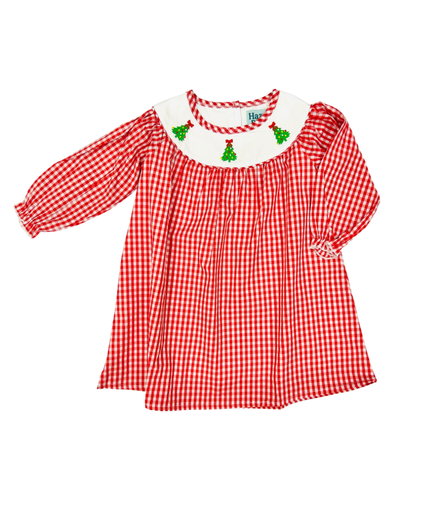Hazel Blue Red Gingham Christmas Tree Dress