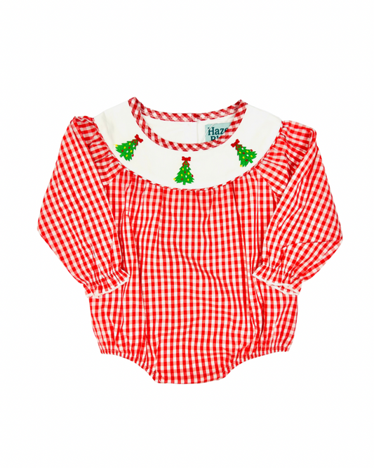 Hazel Blue Red Gingham Christmas Tree Bubble