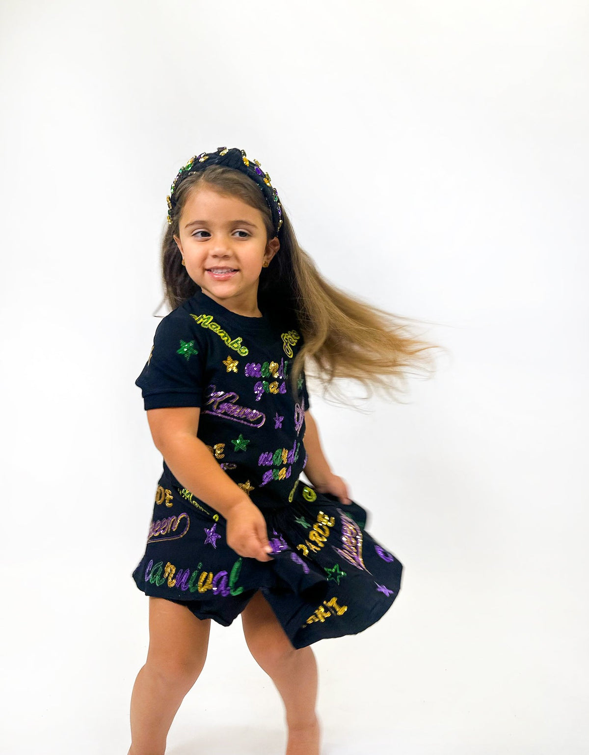 Youth Mardi Gras Explosion Skort - Black