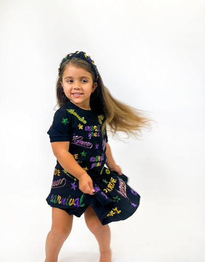 Youth Mardi Gras Explosion Skort - Black