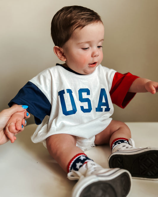 USA Colorblock T-Shirt Romper
