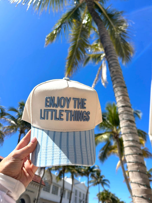 Enjoy the Little Things - Blue Stripe Vintage Trucker Hat