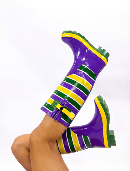 Unisex Striped Rain Boots - Adult