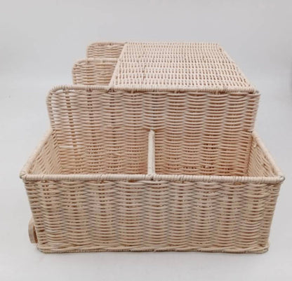 LELLOBABY™ X Hampton BABY - Deluxe Rattan Diaper Caddy