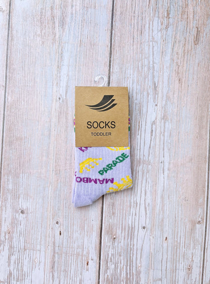 Lavender Mardi Gras Ribbed Socks (Toddlers, Kids, and Adults)
