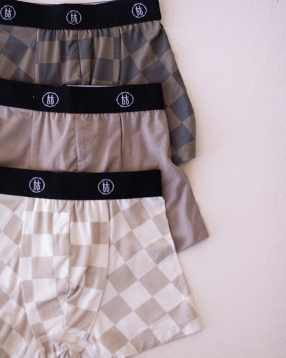 Bamboo Boxers (3 Pack) | Checkerboard & Faded Brown Checkerboard