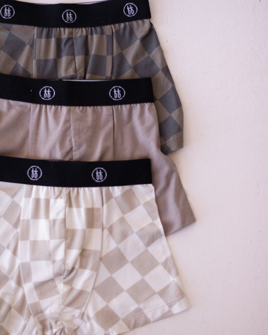 Bamboo Boxers (3 Pack) | Checkerboard & Faded Brown Checkerboard
