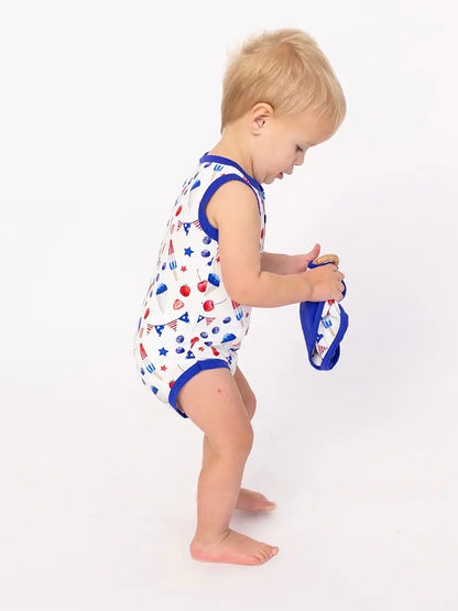The Fourth Bamboo Henley Onesie with Snaps