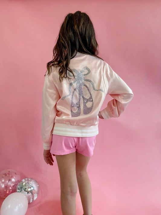 PREORDER | Rhinestone Ballet Satin Bomber
