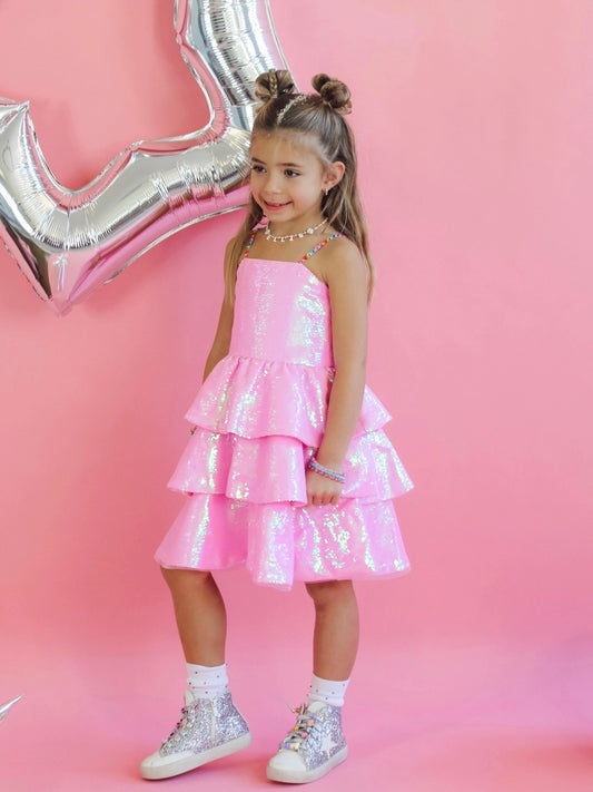 PREORDER | Pink Sequin Gem Dress