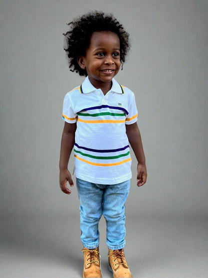 White Infinity Short Sleeve Polo