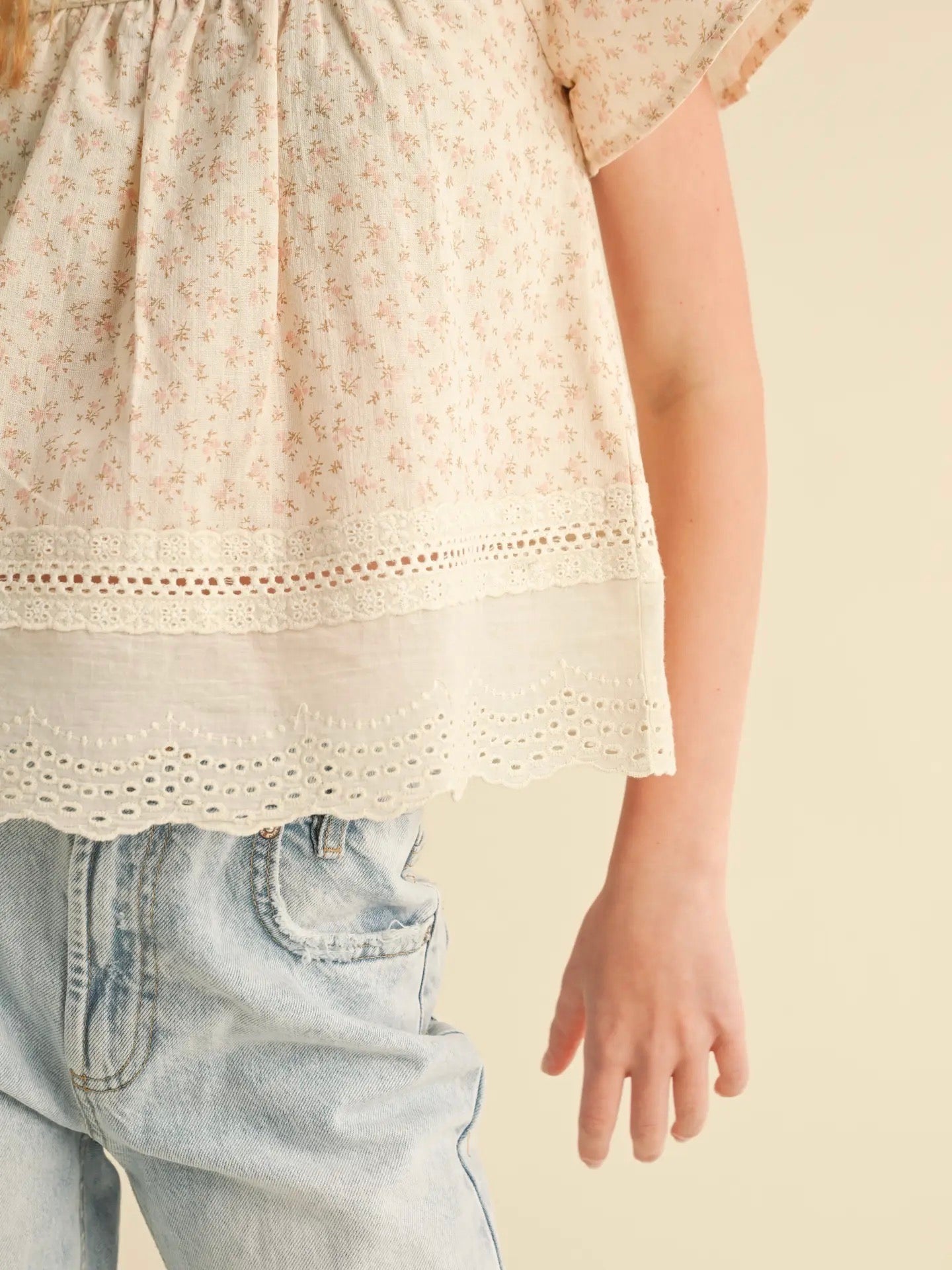 PREORDER | Girls Flutter Sleeve Peasant Top