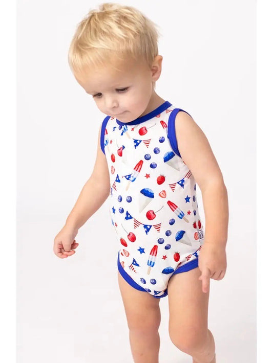 The Fourth Bamboo Henley Onesie with Snaps