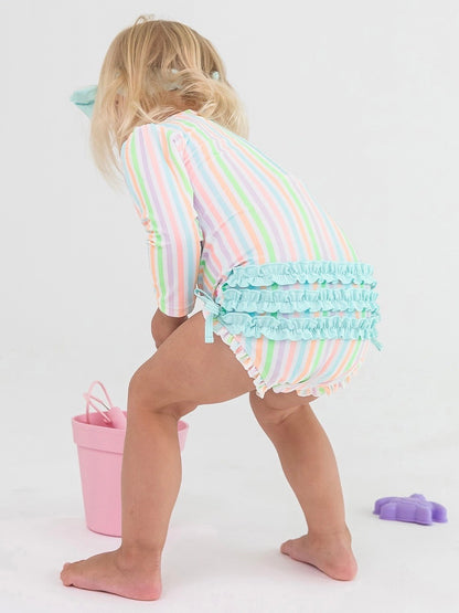 Rainbow Stripe One Piece Rash Guard