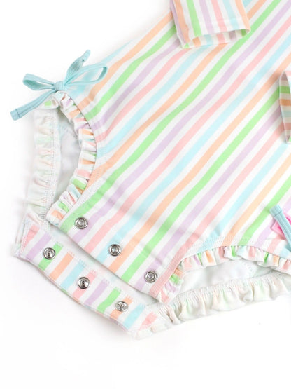 Rainbow Stripe One Piece Rash Guard