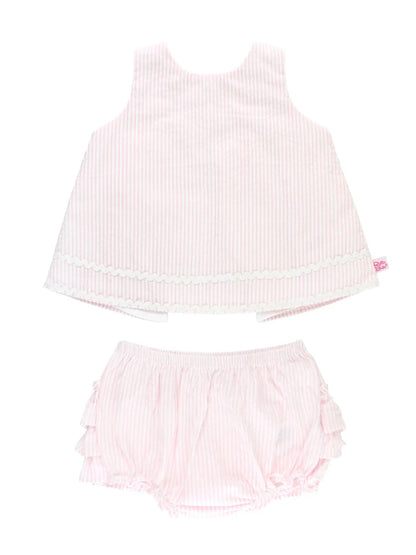 Pink Seersucker Ric Rac Set