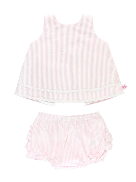 Pink Seersucker Ric Rac Set