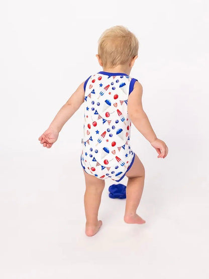 The Fourth Bamboo Henley Onesie with Snaps