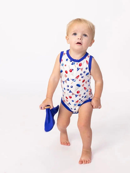 The Fourth Bamboo Henley Onesie with Snaps