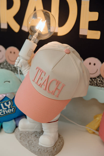 TEACH - Pink Vintage Trucker Hat