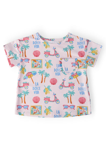 La Dolce Vita Ruffle Pocket Tee