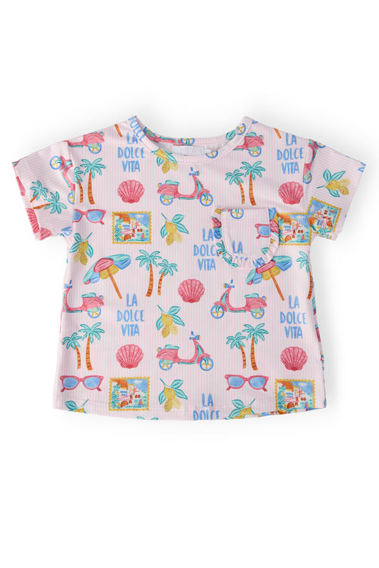 La Dolce Vita Ruffle Pocket Tee