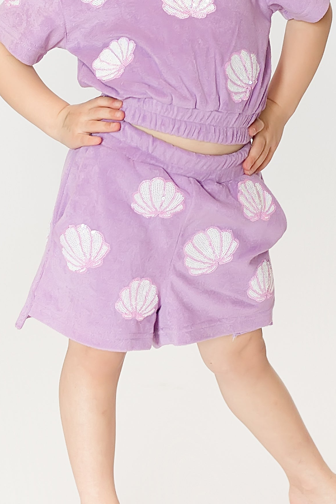 Lavender Terry Cloth Seashell Shorts