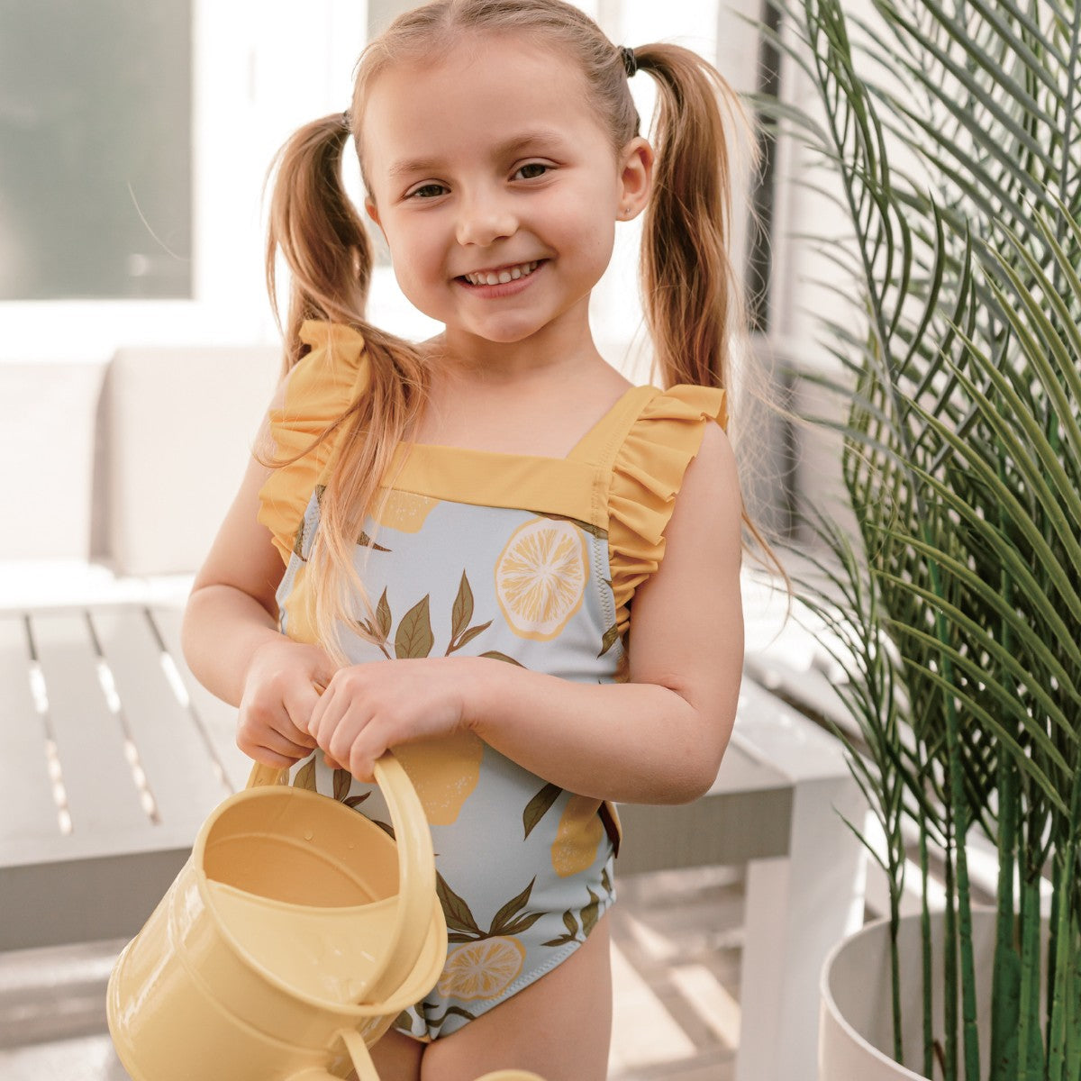 Summer Surf Ruffle Square Neck Swimsuit