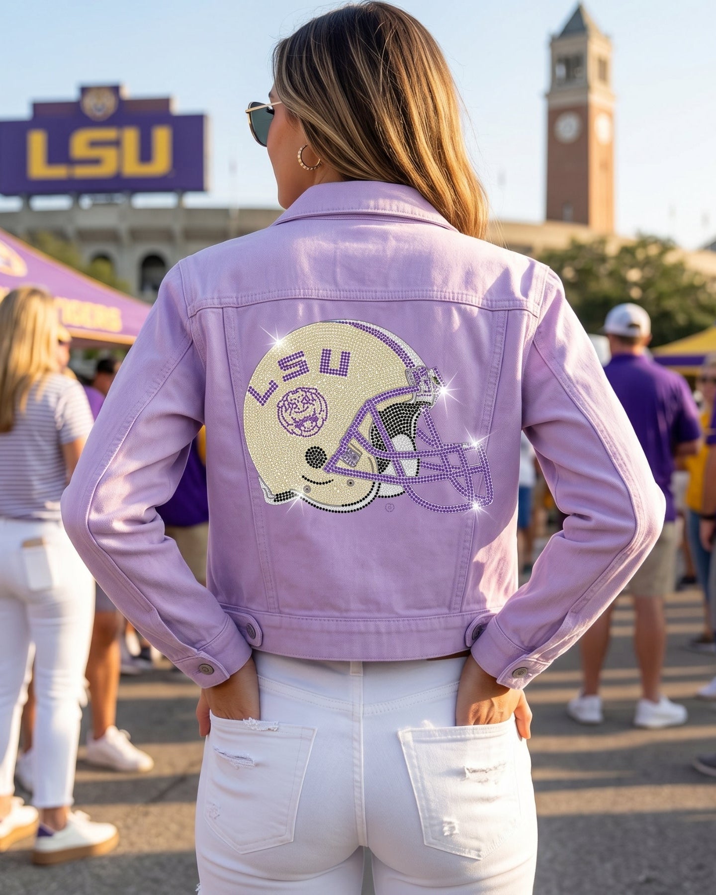 Louisiana State University Helmet Purple Denim Jacket