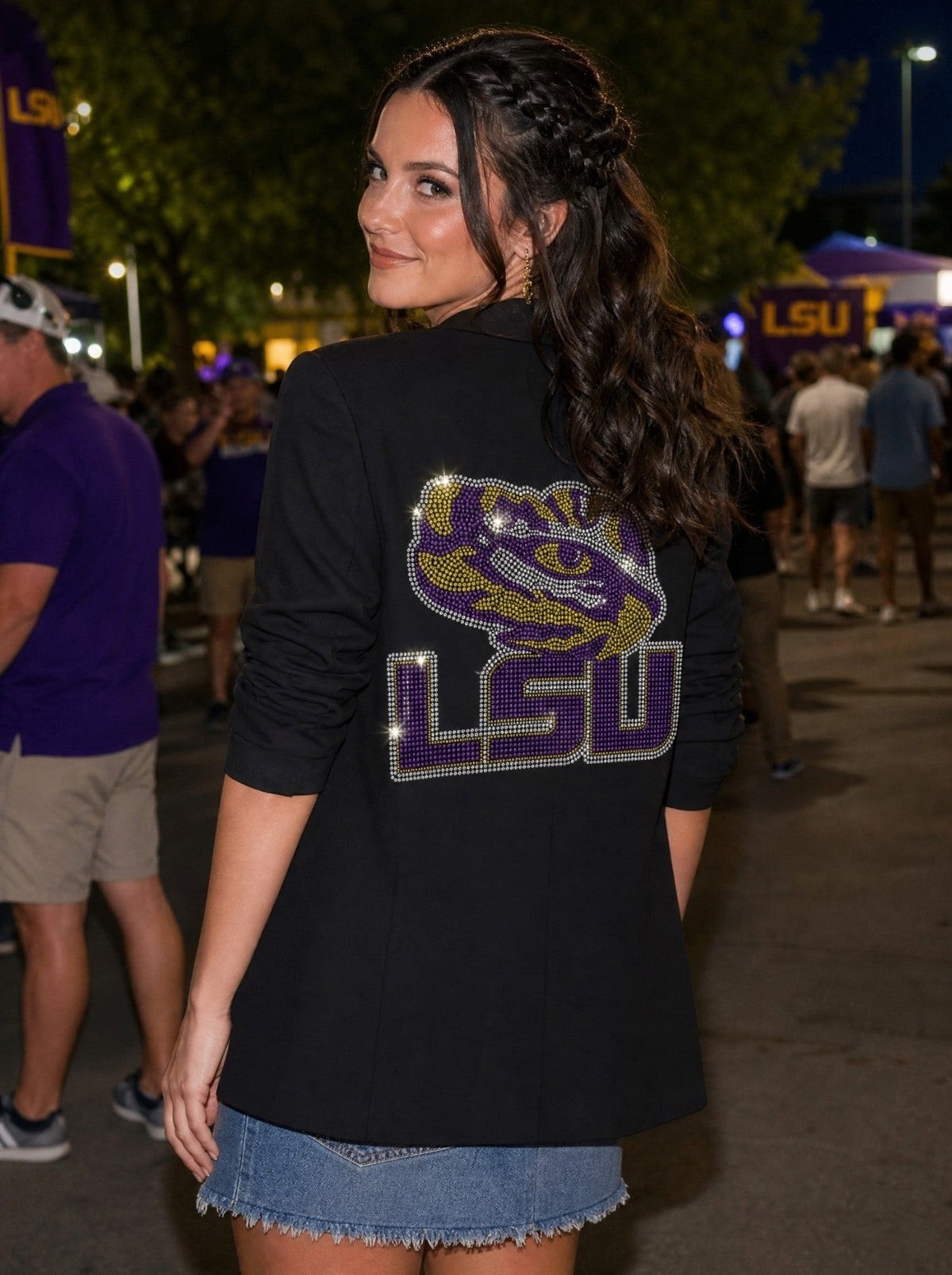 Louisiana State University Tiger Eye Black Ruched Sleeve Blazer