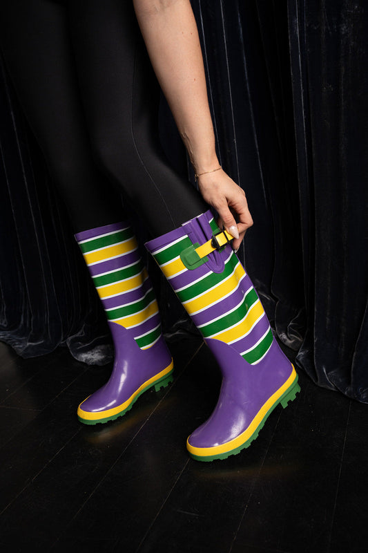 Unisex Striped Rain Boots - Adult