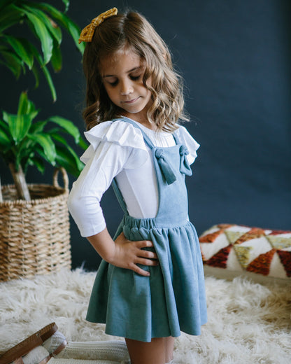 Vintage Blue Faux Suede Pinafore
