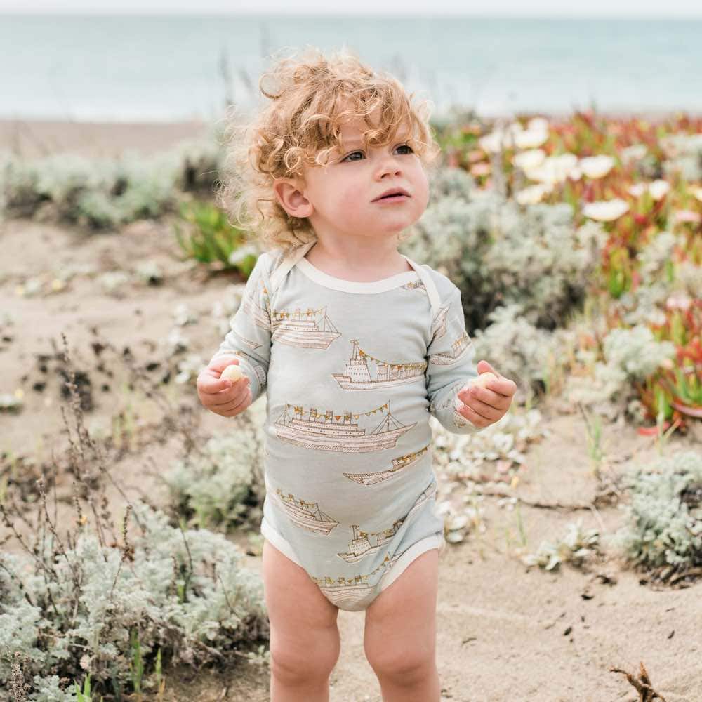 Island Leaf Cotton Stretch Long Sleeve One Piece